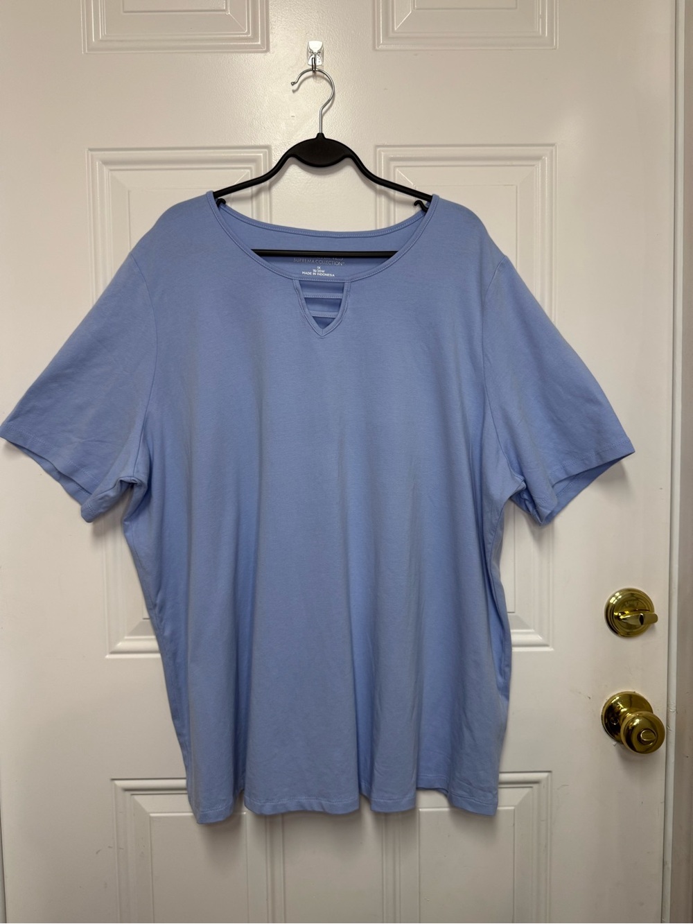 Catherine’s Suprema Blue Notch Neck Tee 1X 18/20W Plus Size